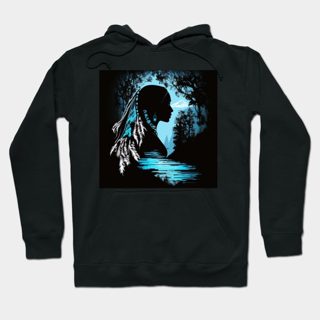 Native American Woman Silhouette Hoodie by AI studio